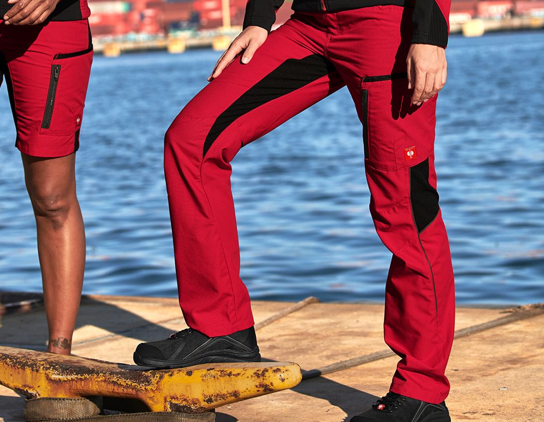 Menuisiers: Pantalon à taille élastique femmes e.s.vision + rouge/noir 1