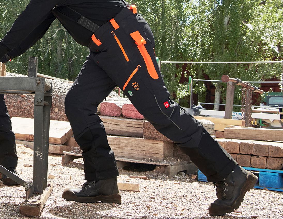 Work Trousers: Cut protection trousers e.s.vision + black/high-vis orange 1