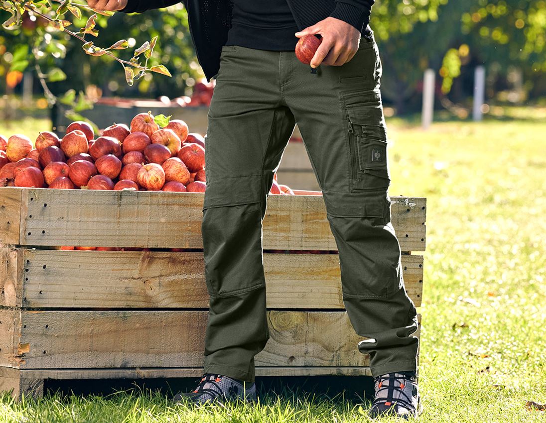 Menuisiers: Pantalon à taille élastique e.s.motion ten + vert camouflage