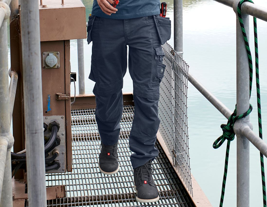 Pantalons de travail: Pantalon à taille élast. e.s.motion ten tool-pouch + bleu ardoise