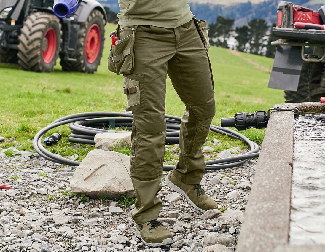 Pantalons de travail: Pantalon à taille élastique e.s.concrete light + vert boue/vert stipa 1
