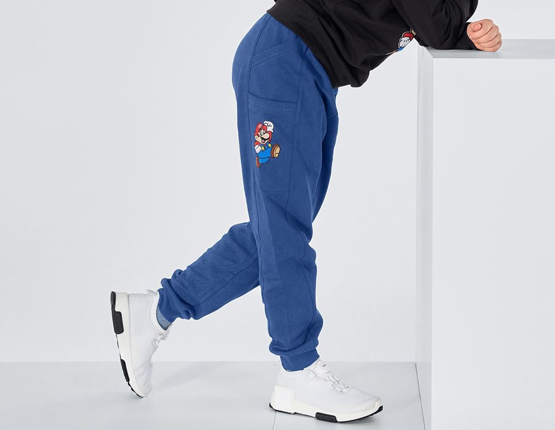 Accessoires: Super Mario Pantalon sweat, enfants + bleu alcalin
