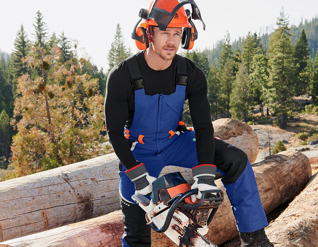 Forestry / Cut Protection Clothing: e.s. Forestry cut protection bib & brace, KWF + royal/high-vis orange 1