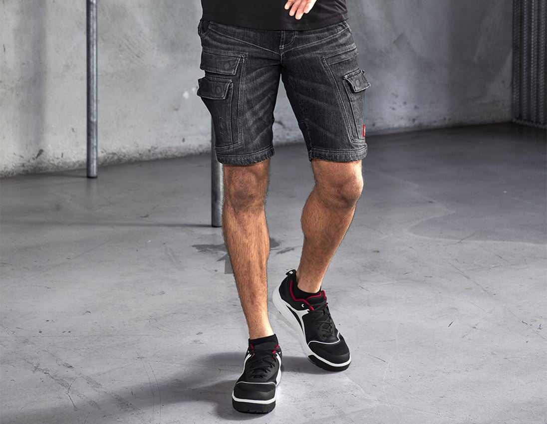 Pantalons de travail: e.s. Short en jeans cargo Worker POWERdenim + blackwashed 1