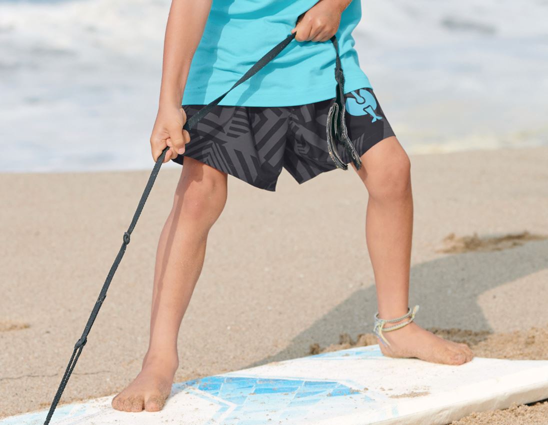 Clothing: Bathing shorts e.s.trail, children's + black/anthracite/lapisturquoise