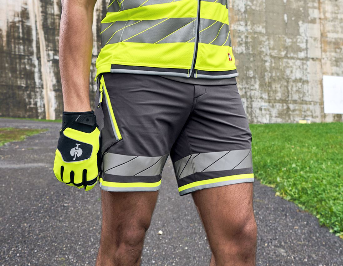 Work Trousers: Reflex functional shorts e.s.ambition + anthracite/high-vis yellow