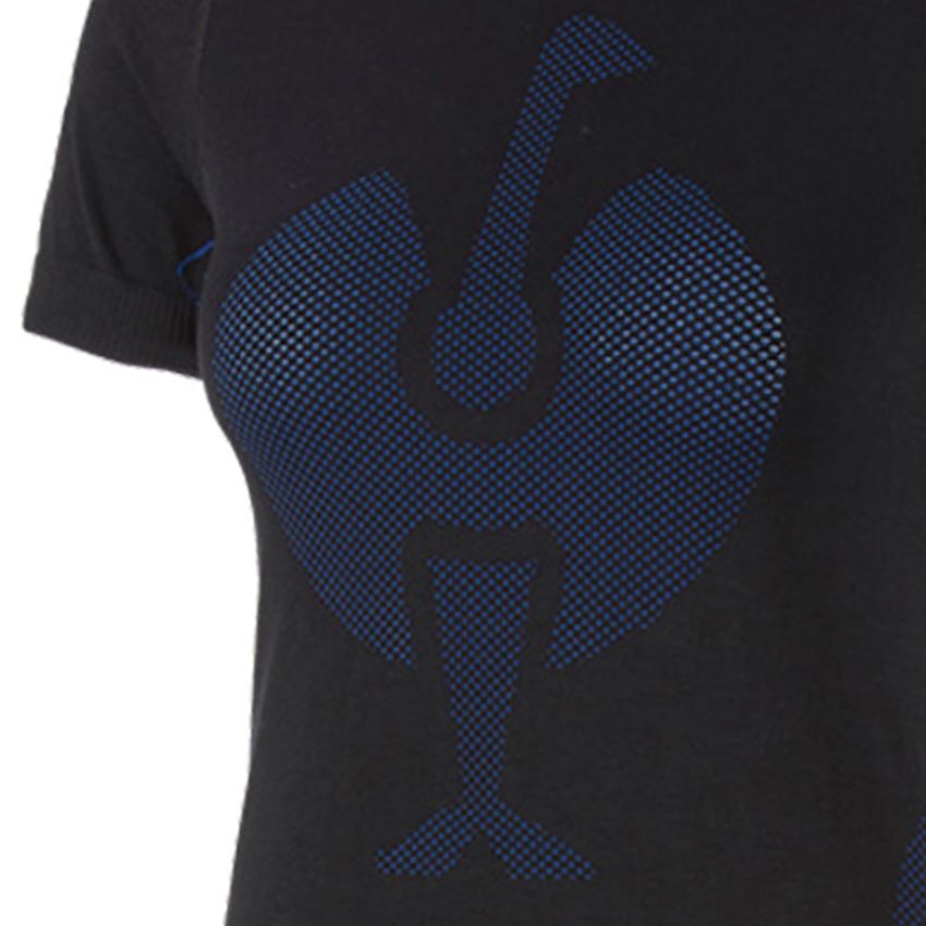 Thermal Underwear: e.s. functional-t-shirt seamless-warm, ladies' + black/gentianblue 2