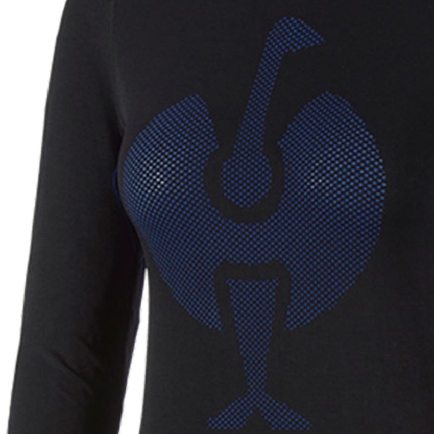 Vêtements thermiques: e.s. Fonction-Longsleeve seamless-warm, femmes + noir/bleu gentiane 2