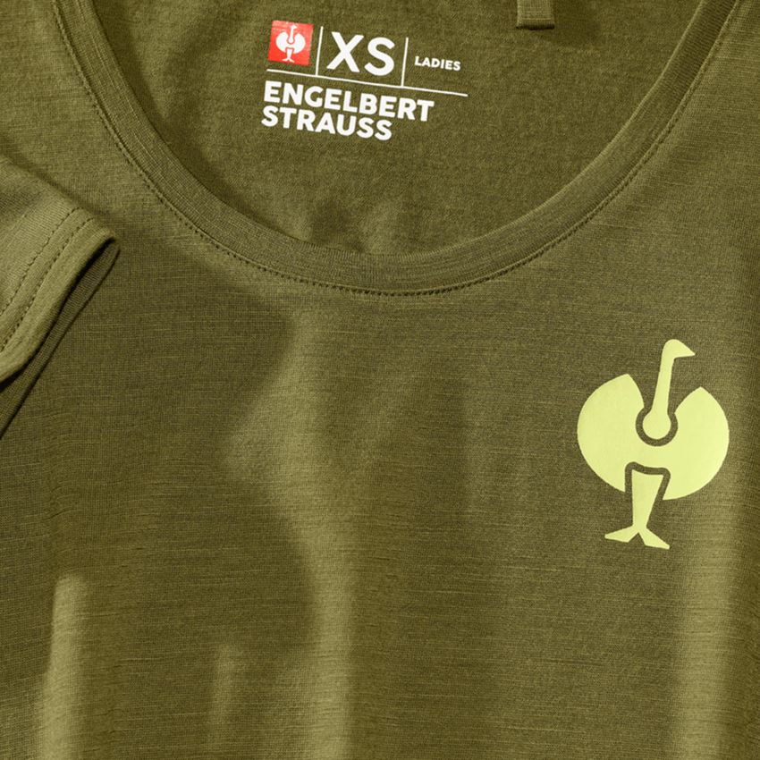 Shirts & Co.: T-Shirt Merino e.s.trail, Damen + wacholdergrün/limegrün 2