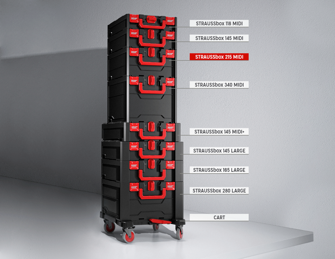 Système STRAUSSbox: STRAUSSbox 215 midi + noir/rouge