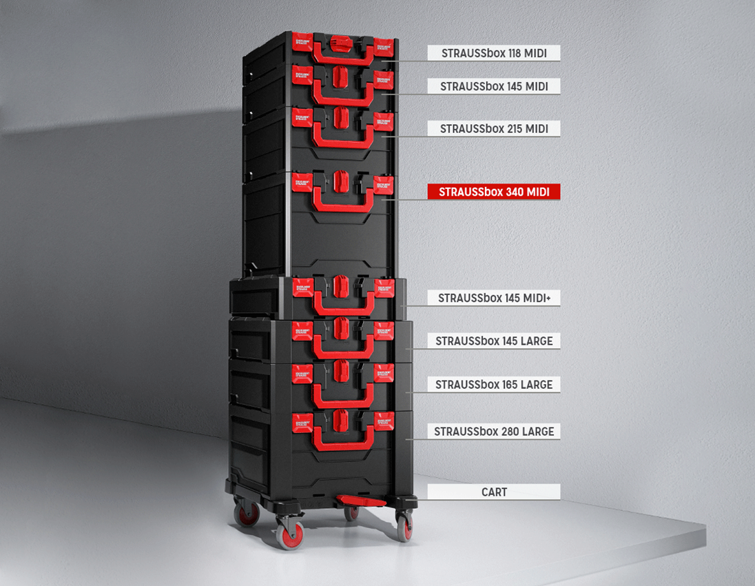 STRAUSSbox System: STRAUSSbox 340 midi + schwarz/rot