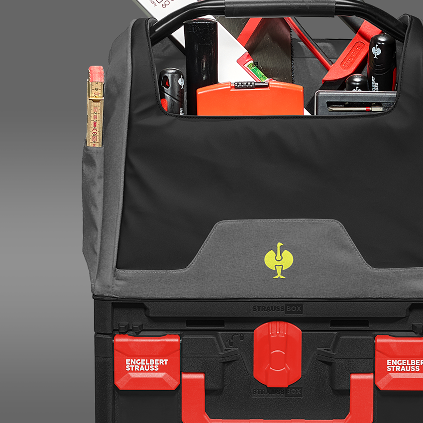 STRAUSSbox System: STRAUSSbox tool bag, open + basaltgrey/acid yellow 2