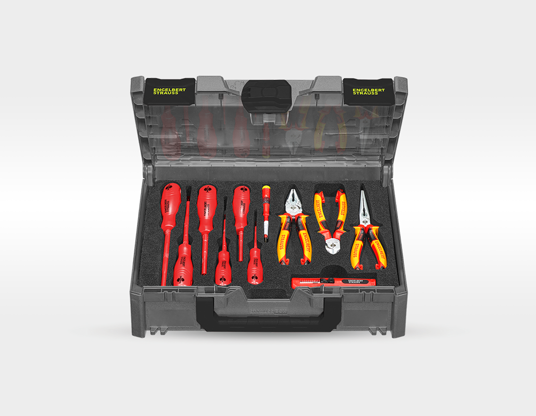 STRAUSSbox System: Tool set elect+multi drill screwdriver+STRAUSSbox + basaltgrey/acid yellow 3