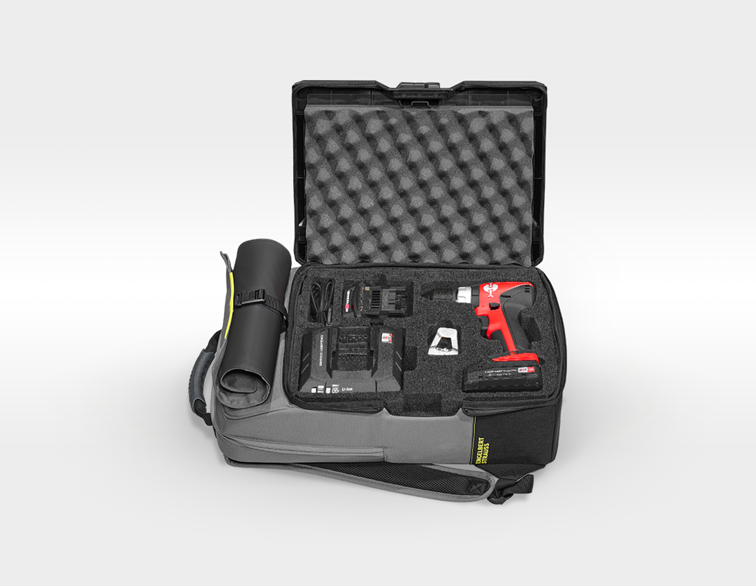 Electrical tools: Insert Cordless screwdr.+STRAUSSbox backpack + basaltgrey/acid yellow