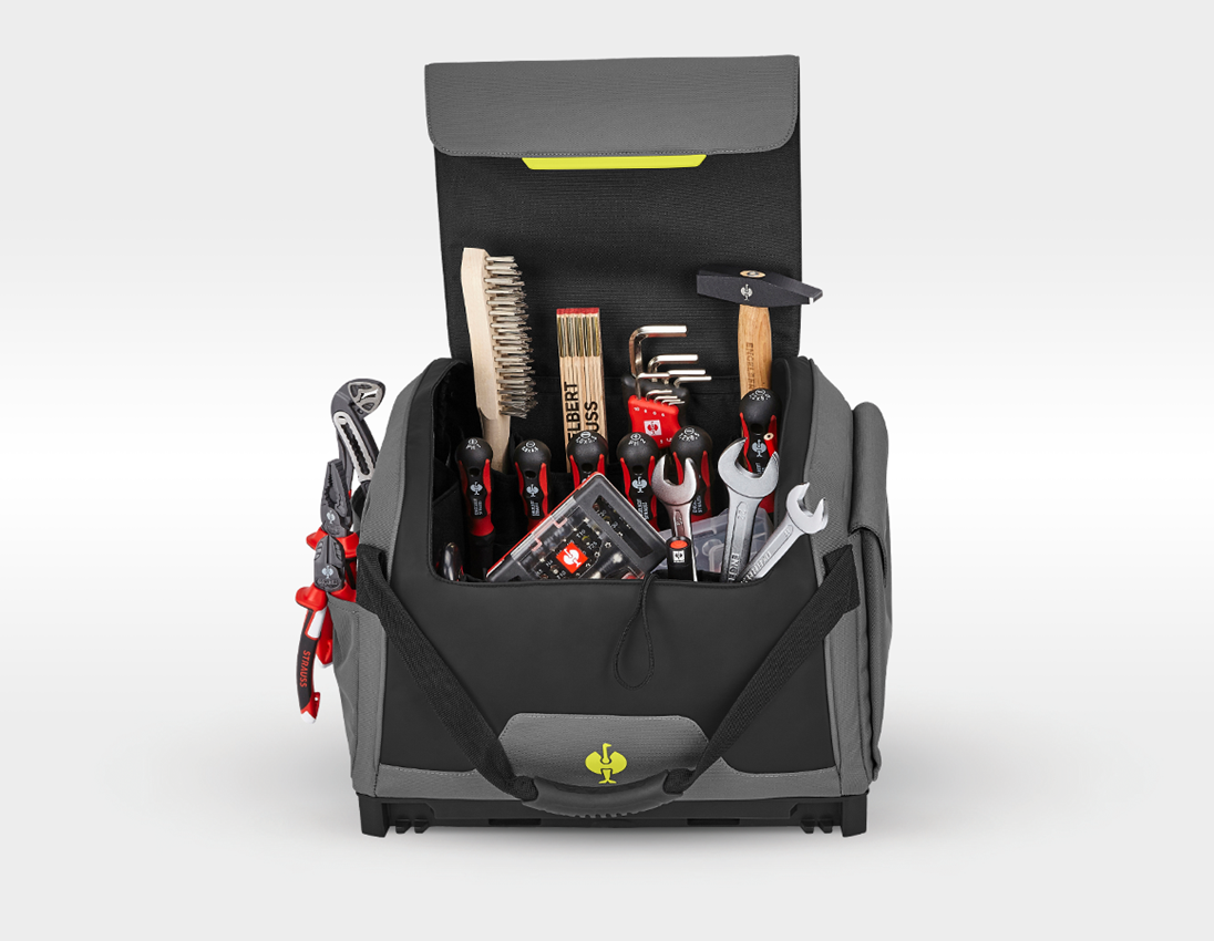 Système STRAUSSbox: Set d'outils Allround avec STRAUSSbox + gris basalte/jaune acide