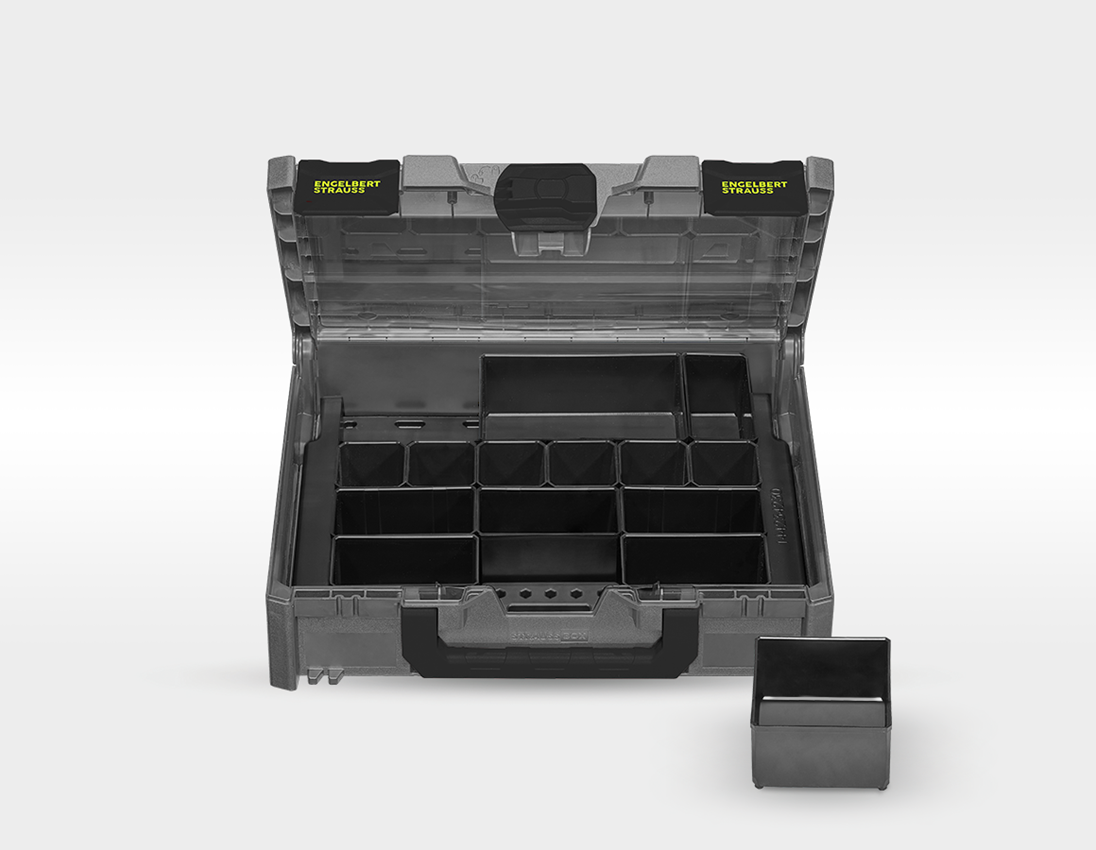 STRAUSSbox System: Tool set Elektro+STRAUSSbox + basaltgrey/acid yellow 2