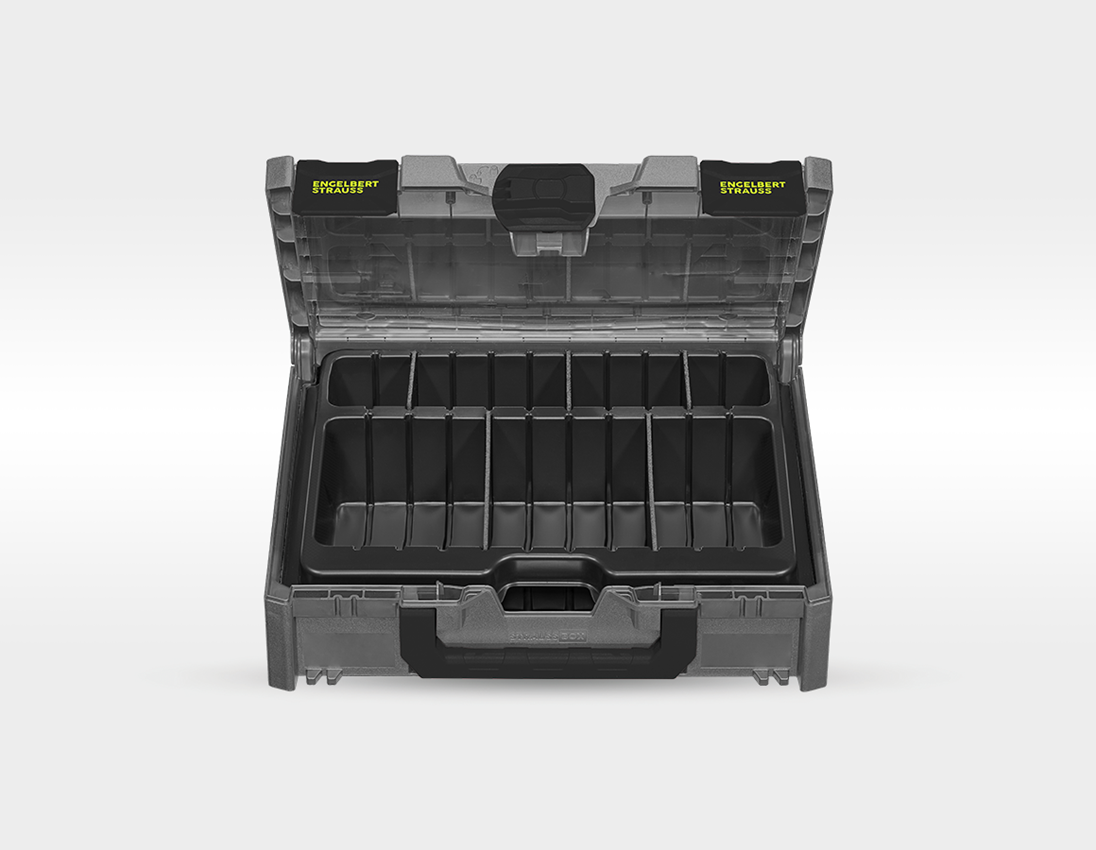 STRAUSSbox System: Werkzeug-Set + Multi Bohrschrauber + STRAUSSbox + basaltgrau/acidgelb 2