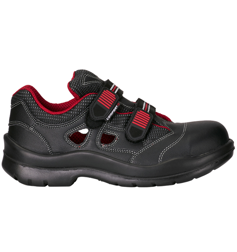 S1P	: S1P Safety sandal Comfort12 + black/red