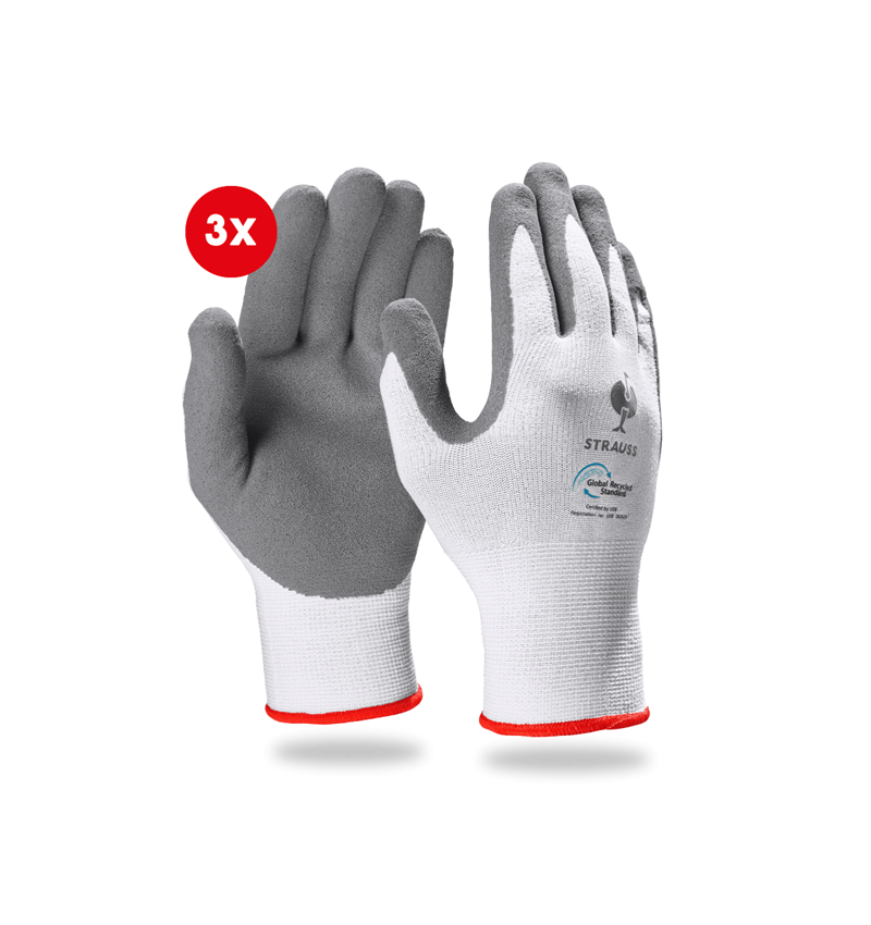 Personal Protection: e.s. Nitrile foam gloves recycled, 3 pairs + anthracite/white