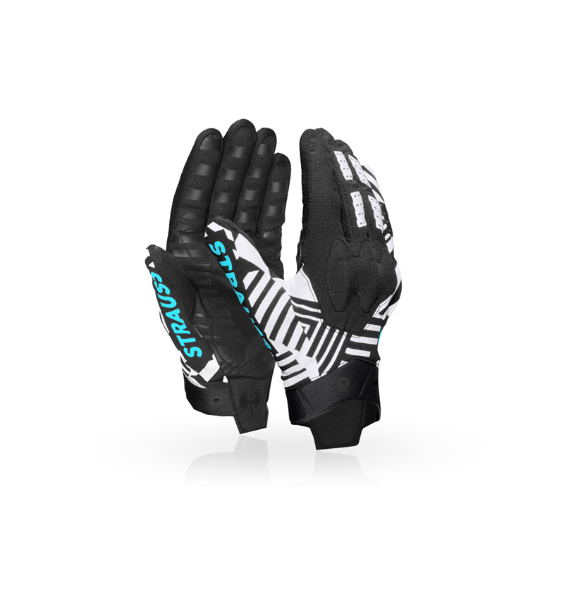 Hybrid: Handschuhe e.s.trail, light graphic + schwarz/weiß/lapistürkis
