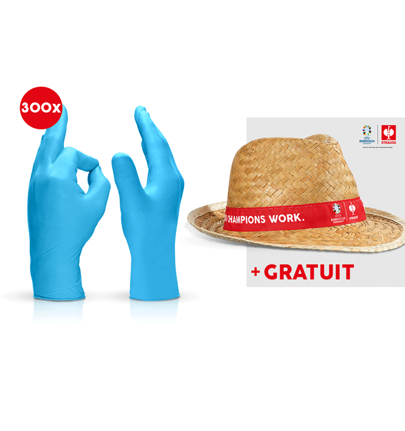 Collaborations: 3x100 Gants latex à usage unique +chapeau EURO2024 + bleu