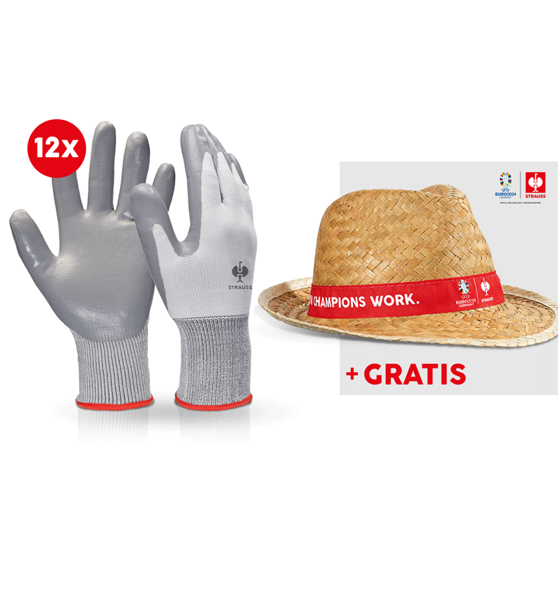 Kollaborationen: 12x Nitril-Handschuhe Flexible + EURO2024 Hut + weiß