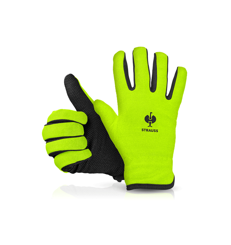 Coated: e.s. Winter gloves Fleece Comfort + high-vis yellow/black