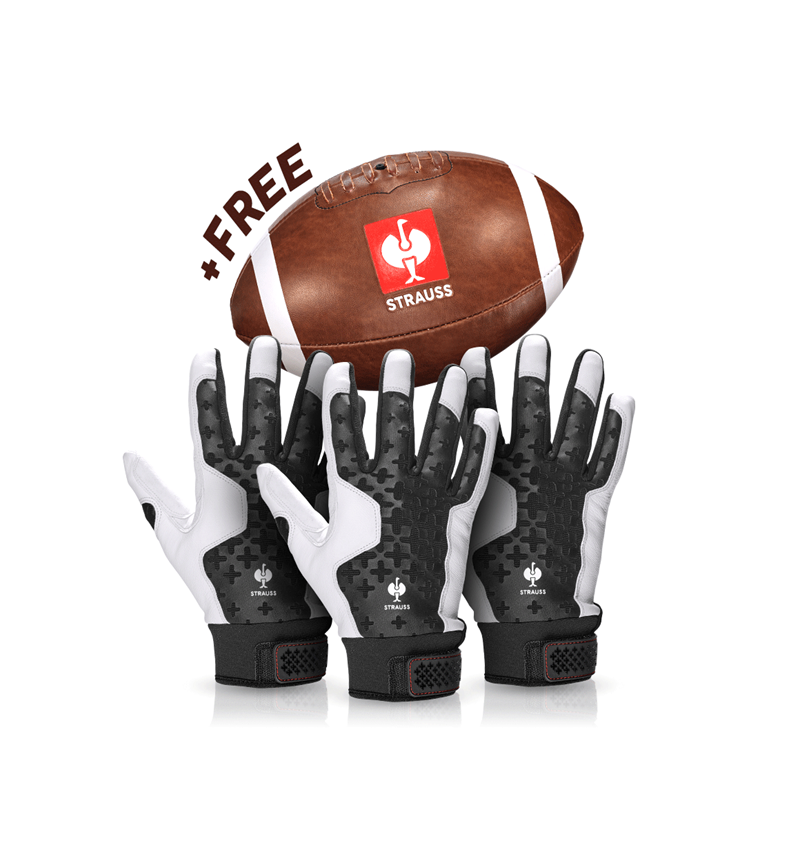 Personal Protection: 3x Leather assembly gloves ergo+vintage Football