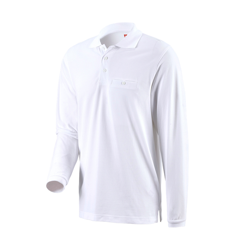 Topics: e.s. Long sleeve polo cotton Pocket + white 1