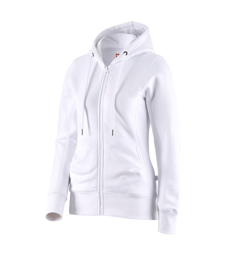 Shirts, Pullover & more: e.s. Hoody sweatjacket poly cotton, ladies' + white
