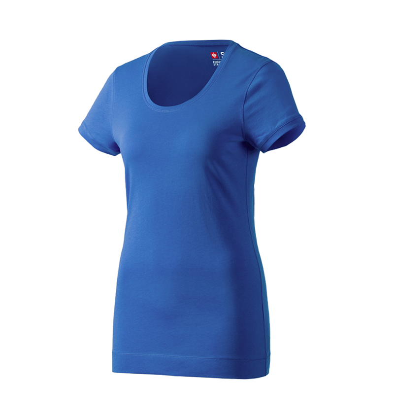 Hauts: e.s. Long shirt cotton, femmes + bleu gentiane 1