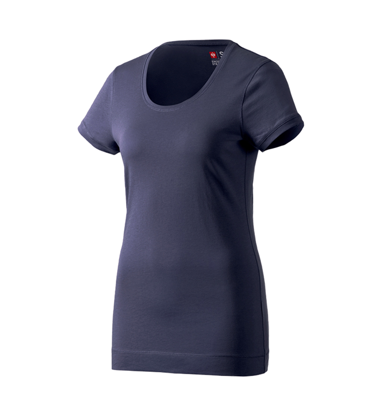 Hauts: e.s. Long shirt cotton, femmes + bleu foncé 1
