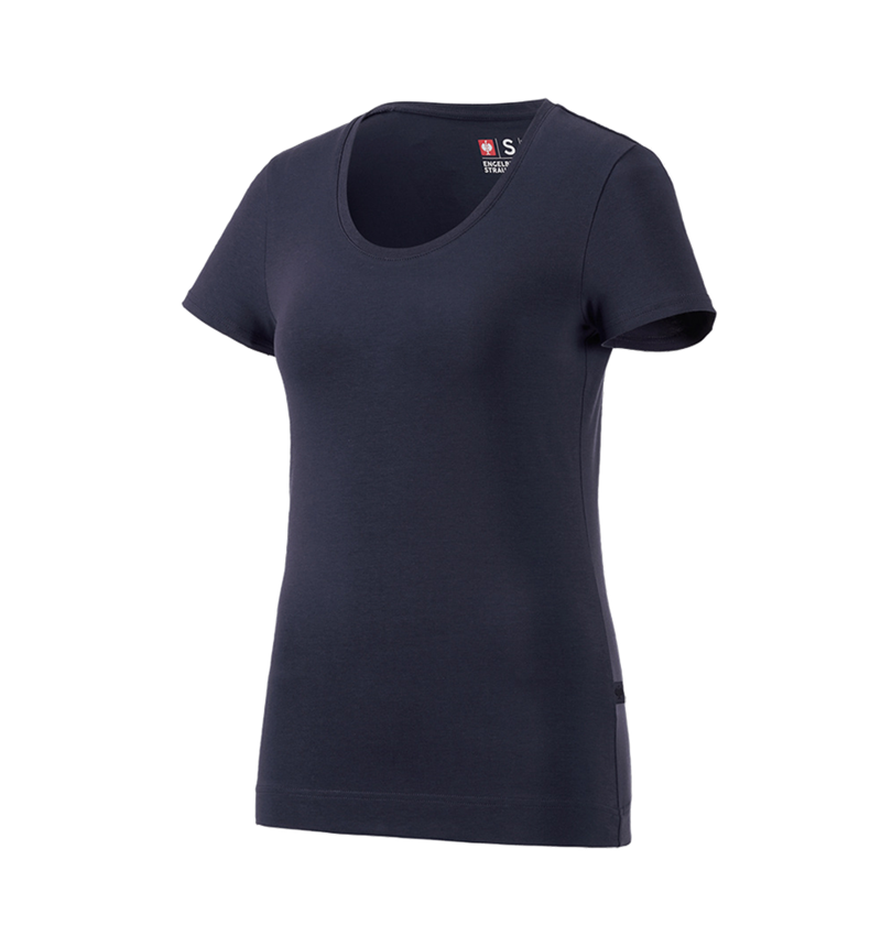 Hauts: e.s. T-shirt cotton stretch, femmes + bleu foncé 2