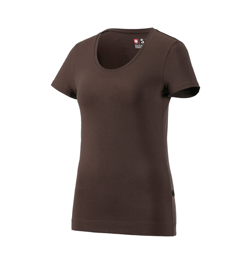 Hauts: e.s. T-shirt cotton stretch, femmes + marron 2