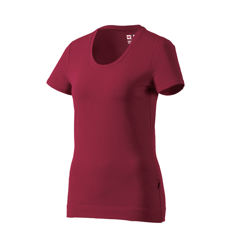 Thèmes: e.s. T-shirt cotton stretch, femmes + bordeaux 4