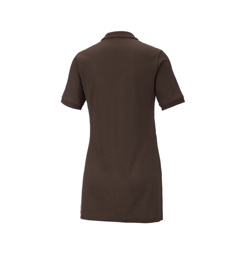 Gardening / Forestry / Farming: e.s. Pique-Polo cotton stretch, ladies', long fit + chestnut 3