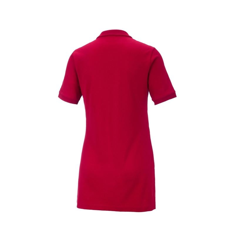 Gardening / Forestry / Farming: e.s. Pique-Polo cotton stretch, ladies', long fit + fiery red 3