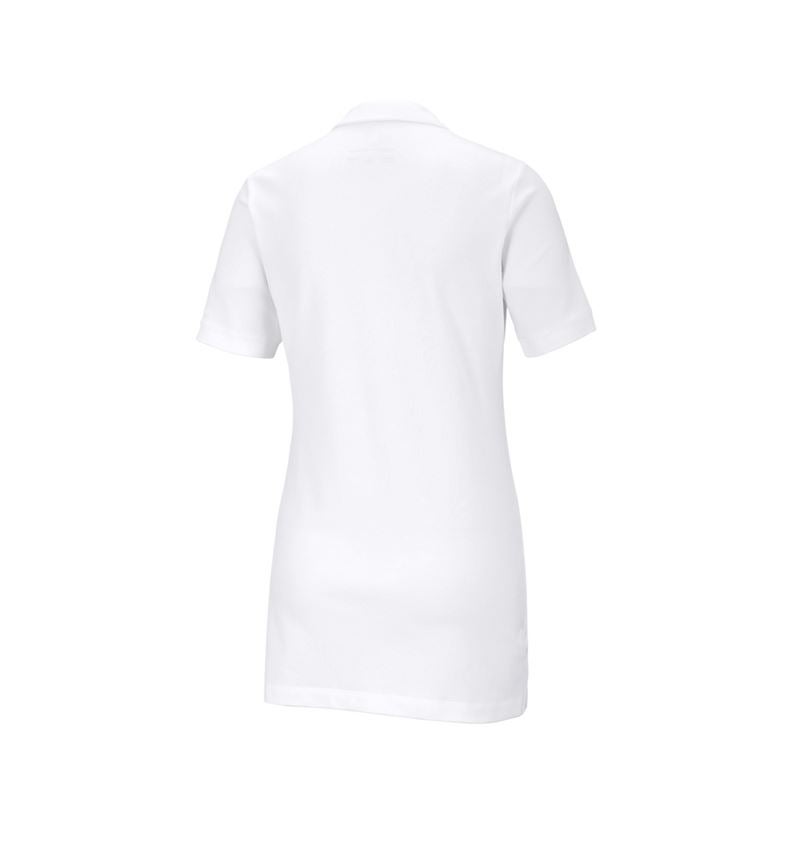 Topics: e.s. Pique-Polo cotton stretch, ladies', long fit + white 3