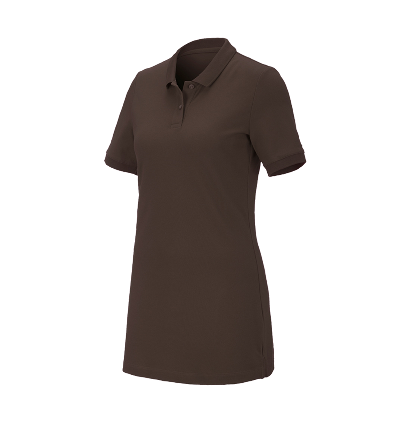 Shirts & Co.: e.s. Piqué-Polo cotton stretch, Damen, long fit + kastanie 2