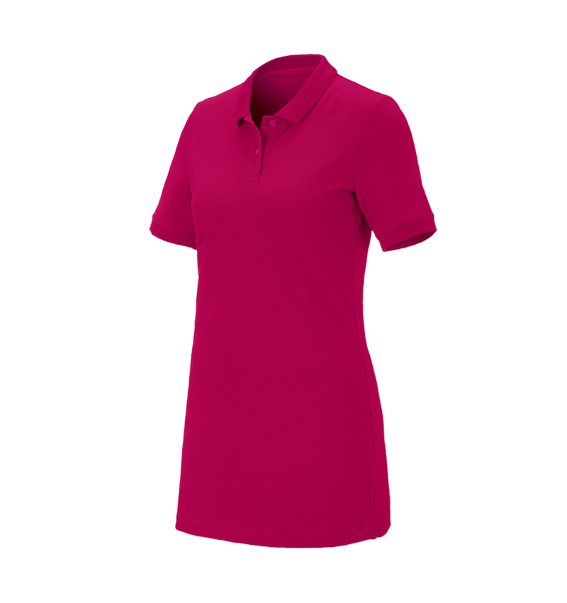 Gardening / Forestry / Farming: e.s. Pique-Polo cotton stretch, ladies', long fit + berry 2