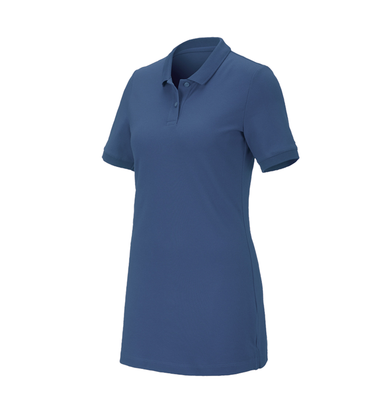 Shirts & Co.: e.s. Piqué-Polo cotton stretch, Damen, long fit + kobalt 2