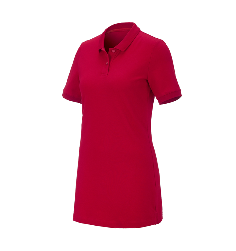 Hauts: e.s. Pique-Polo cotton stretch, femmes, long fit + rouge vif 2