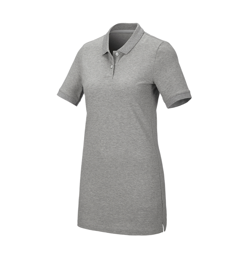 Gardening / Forestry / Farming: e.s. Pique-Polo cotton stretch, ladies', long fit + grey melange 2