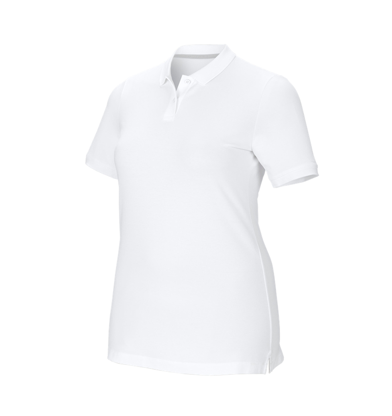 Topics: e.s. Pique-Polo cotton stretch, ladies', plus fit + white 2