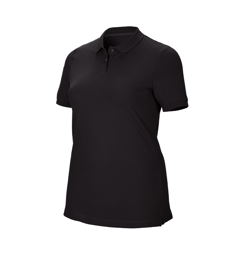 Shirts & Co.: e.s. Piqué-Polo cotton stretch, Damen, plus fit + schwarz 2