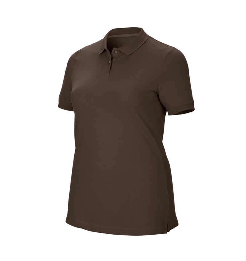 Shirts & Co.: e.s. Piqué-Polo cotton stretch, Damen, plus fit + kastanie 2