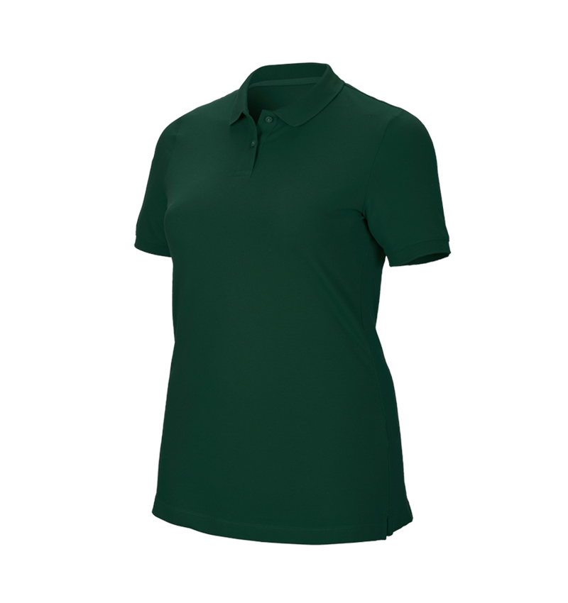 Shirts & Co.: e.s. Piqué-Polo cotton stretch, Damen, plus fit + grün 2