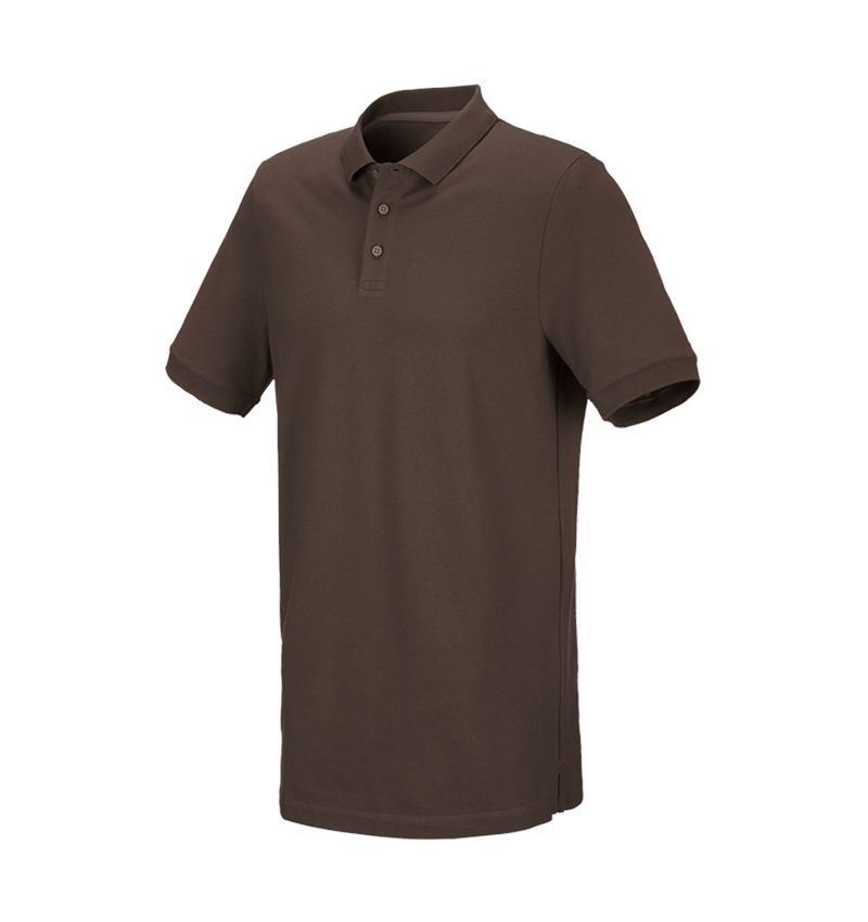 Shirts, Pullover & more: e.s. Piqué-Polo cotton stretch, long fit + chestnut 2