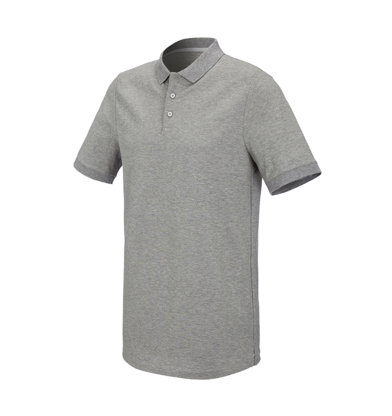 Shirts & Co.: e.s. Piqué-Polo cotton stretch, long fit + graumeliert 2