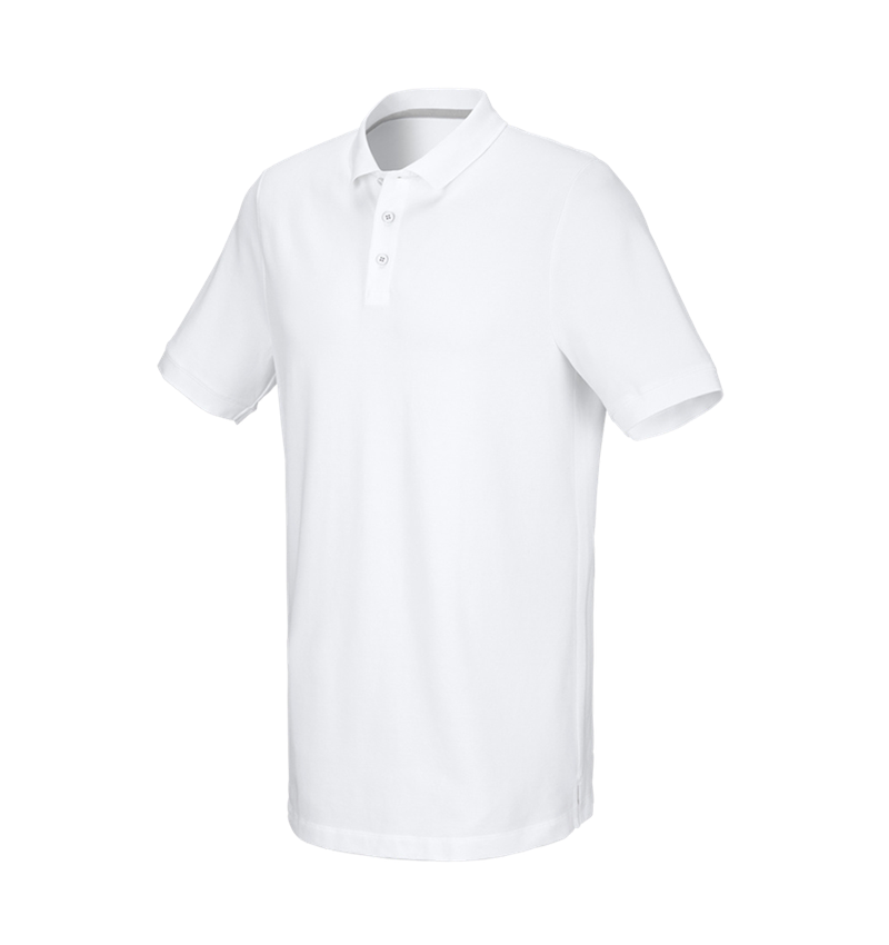 Shirts & Co.: e.s. Piqué-Polo cotton stretch, long fit + weiß 2